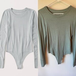 Abercrombie and Fitch Soft A&F Cozy Crew Neck Bodysuit, size S, sage green